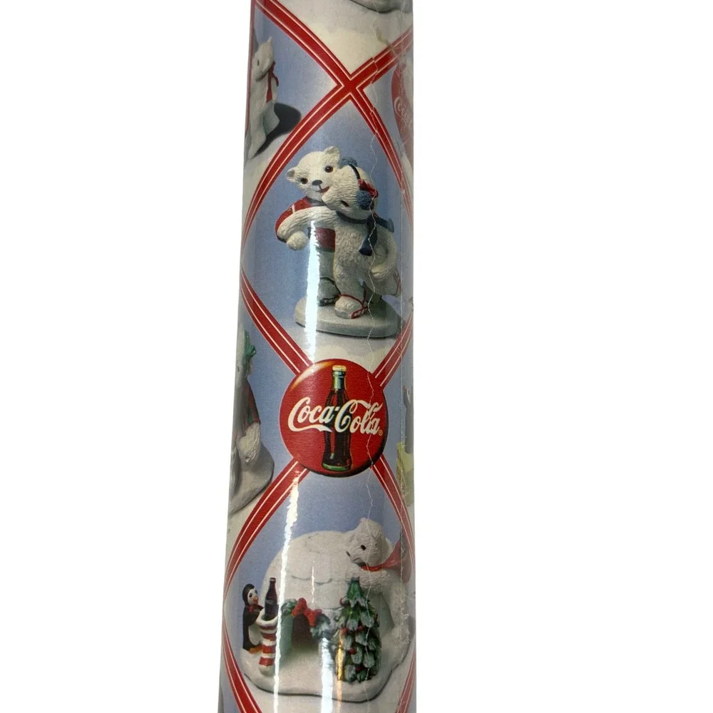 Vintage‎ 1997 Coca-Cola Polar Bear Christmas Wrapping Paper 50 Sq Ft Gift Wrap